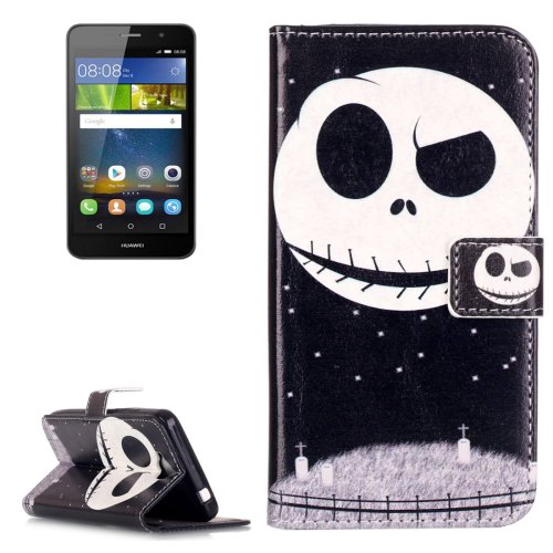 For Huawei Y6 Pro Ghost Pattern Leather Case with Holder, Card Slots & Wallet