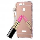 For Huawei P9 Rose Gold Diamond Electroplating Mirror PC Protective Cover Case