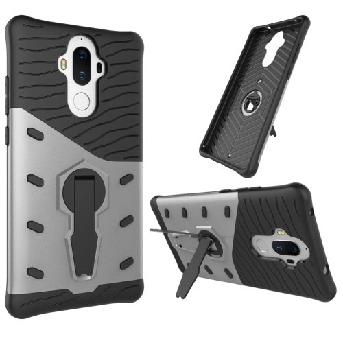 For Huawei Mate 9 Silver Rotating TPU + PC Combination Case with Holder