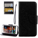 For Vibe K5 Black Butterfly Leather Case with Holder, Card Slots & Wallet