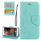For Vibe K5 Green Butterfly Leather Case with Holder, Card Slots & Wallet