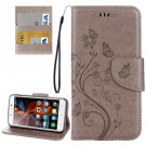 For Vibe K5 Grey Butterfly Leather Case with Holder, Card Slots & Wallet
