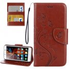 For Vibe K5 Brown Butterfly Leather Case with Holder, Card Slots & Wallet