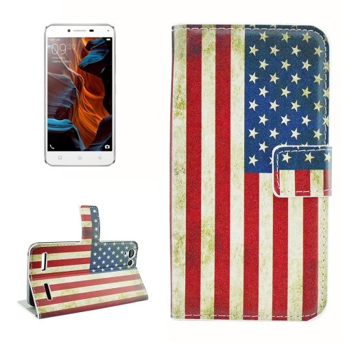 For Lemon 3 US Flag Pattern Leather Case with Holder, Card Slots & Wallet