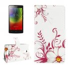 For Lenovo A2010 Buds Pattern Leather Case with Holder, Card Slots & Wallet