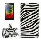 For Lenovo A2010 Zebra Pattern Leather Case with Holder, Card Slots & Wallet