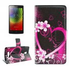 For Lenovo A2010 Peach Pattern Leather Case with Holder, Card Slots & Wallet