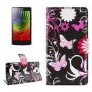 For Lenovo A2010 Butterfly Pattern Leather Case with Holder, Card Slots & Wallet