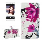 For Lenovo S90 Lotus Pattern Leather Case with Holder, Card Slots & Wallet