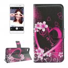 For Lenovo S90 Peach Pattern Leather Case with Holder, Card Slots & Wallet