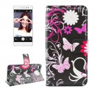 For Lenovo S90 Butterfly Pattern Leather Case with Holder, Card Slots & Wallet