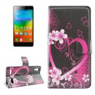 For Lenovo K3 Heart Pattern Leather Case with Holder, Card Slots & Wallet