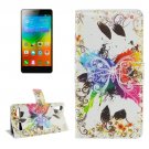 For Lenovo K3 Butterfly Pattern Leather Case with Holder, Card Slots & Wallet