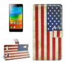 For Lenovo K3 US Flag Pattern Leather Case with Holder, Card Slots & Wallet