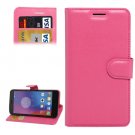 For Lenovo K6 Magenta Litchi Leather Case with Holder, Card Slots & Wallet