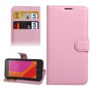 For Lenovo A Plus Pink Litchi Leather Case with Holder, Card Slots & Wallet