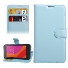 For Lenovo A Plus Blue Litchi Leather Case with Holder, Card Slots & Wallet