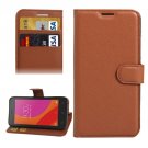 For Lenovo A Plus Brown Litchi Leather Case with Holder, Card Slots & Wallet