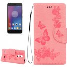 For Lenovo K6 Pink Butterflies Leather Case with Holder, Card Slots & Wallet
