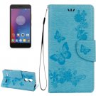 For Lenovo K6 Blue Butterflies Leather Case with Holder, Card Slots & Wallet
