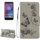 For Lenovo K6 Grey Butterflies Leather Case with Holder, Card Slots & Wallet