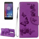 For Lenovo K6 Purple Butterflies Leather Case with Holder, Card Slots & Wallet