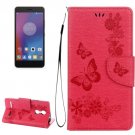For Lenovo K6 Red Butterflies Leather Case with Holder, Card Slots & Wallet
