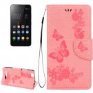 For Lenovo A2020 Pink Butterflies Leather Case with Holder, Card Slots & Wallet