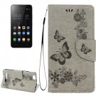 For Lenovo A2020 Grey Butterflies Leather Case with Holder, Card Slots & Wallet