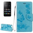 For Lenovo A2020 Blue Butterflies Leather Case with Holder, Card Slots & Wallet