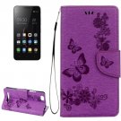 For Lenovo A2020 Purple Butterflies Leather Case with Holder, Card Slots & Wallet