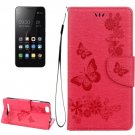 For Lenovo A2020 Red Butterflies Leather Case with Holder, Card Slots & Wallet
