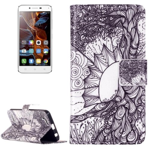 For Vibe K5 Tree Pattern Leather Case with Holder, Card Slots & Wallet