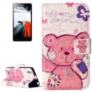 For Lenovo A6000 Bear Pattern Leather Case with Holder, Card Slots & Wallet