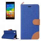 For Lenovo P70 Dark Blue Denim Texture Leather Case with Holder & Card Slots