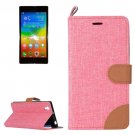 For Lenovo P70 Pink Denim Texture Leather Case with Holder & Card Slots