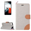 For Lenovo A6000 Grey Denim Texture Leather Case with Holder & Card Slots