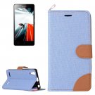 For Lenovo A6000 Blue Denim Texture Leather Case with Holder & Card Slots