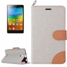 For Lenovo A5000 Grey Denim Texture Leather Case with Holder & Card Slots