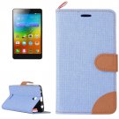 For Lenovo A5000 Blue Denim Texture Leather Case with Holder & Card Slots