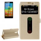 For Lenovo K80 Gold Cross Leather Case with Caller ID Display & Holder