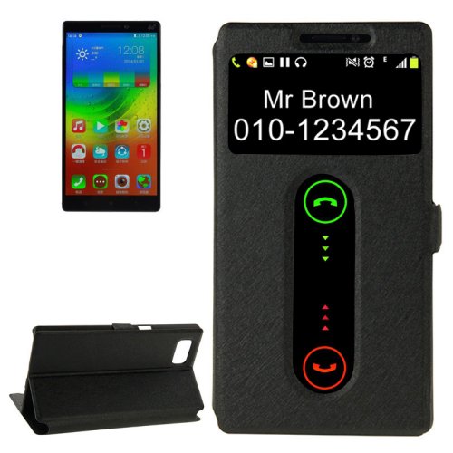 For Vibe Z2 Pro Black Cross Leather Case with Caller ID Display & Holder