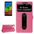 For Vibe Z2 Pro Magenta Cross Leather Case with Caller ID Display & Holder