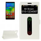 For Lenovo Vibe Z2 White Flip Leather Case with Caller ID Display & Holder