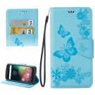 For Moto G 4 Gen Blue butterfly Leather Case with Holder, Card Slots & Wallet