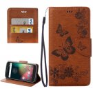 For Moto G 4 Gen Brown butterfly Leather Case with Holder, Card Slots & Wallet