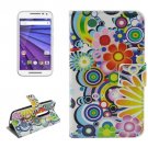 For Moto G 3 Gen Flowers Pattern Leather Case with Holder, Card Slots & Wallet