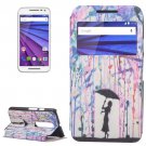 For Moto G 3 Gen Umbrella Pattern Leater Case with Holder & Caller ID Display