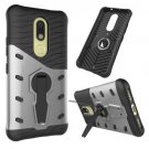 For Moto M Silver Hybrid Case TPU + PC Rotating Case with Holder
