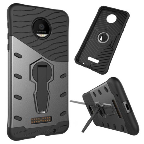 For Moto Z Force Black Spin Tough Armor TPU + PC Rotating Case with Holder